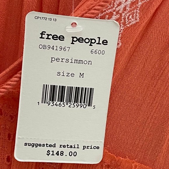 Free People Women’s Wild Horses Embroidered Dress in Persimmon- Coral … - Picture 8 of 9